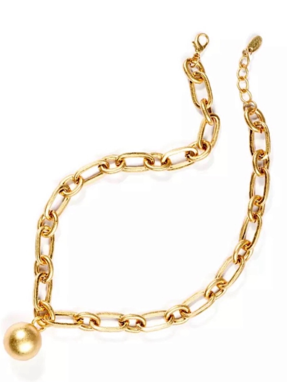 Zara Gold Chain Necklace with Matte Gold Ball Pendant - Picture 2 of 6